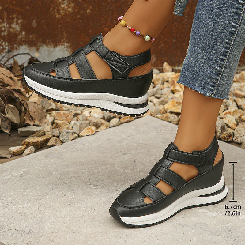 Sandaletten für Damen - Bequeme Platform Sandalen mit Klettverschluss