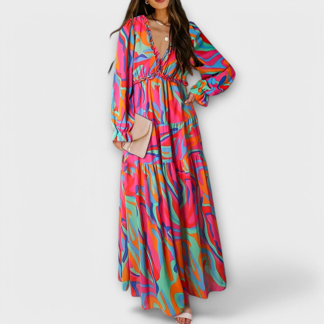 Sommerkleid für Damen - Elegantes Maxikleid mit Blumenmuster