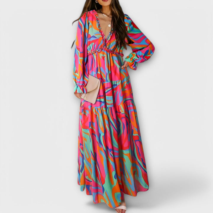 Sommerkleid für Damen - Elegantes Maxikleid mit Blumenmuster