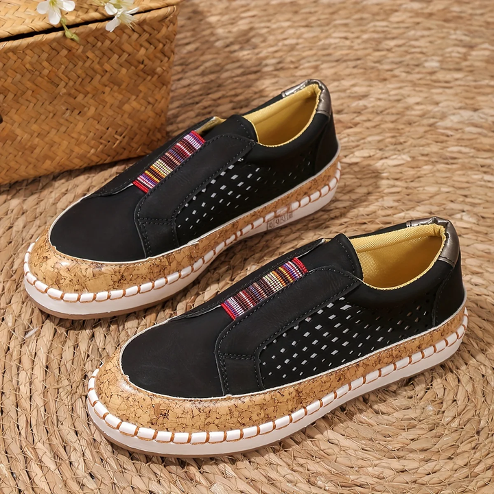 Halbschuhe für Damen - Bequeme Sommerschuhe mit Korkabsatz