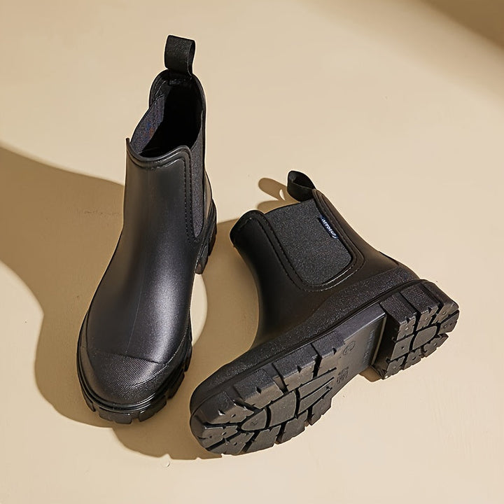 Regenstiefel für den Herbst - Halbhohe wasserdichte Gummistiefel mit rutschfester Sohle für Damen
