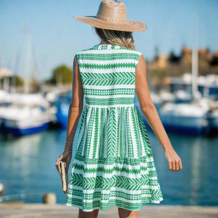 Olivia Sommerkleid - Ärmelloses Midikleid mit Ethno-Muster