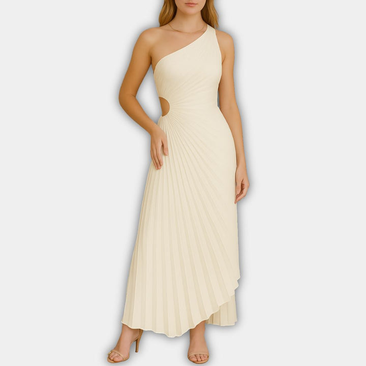 Loscano Plissee Kleid | Elegantes One-Shoulder Abendkleid für Hochzeitsgäste
