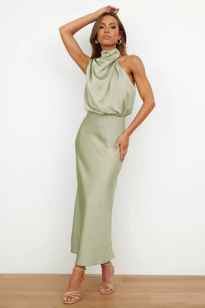 Abendkleid für Damen - Elegantes Satin Neckholder Midikleid für Sommer