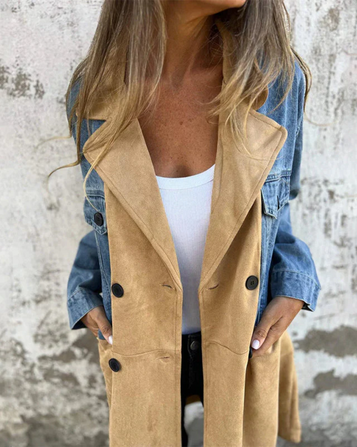 Olivia Denim Mantel | Stilvolle lange Übergangsjacke für Frauen