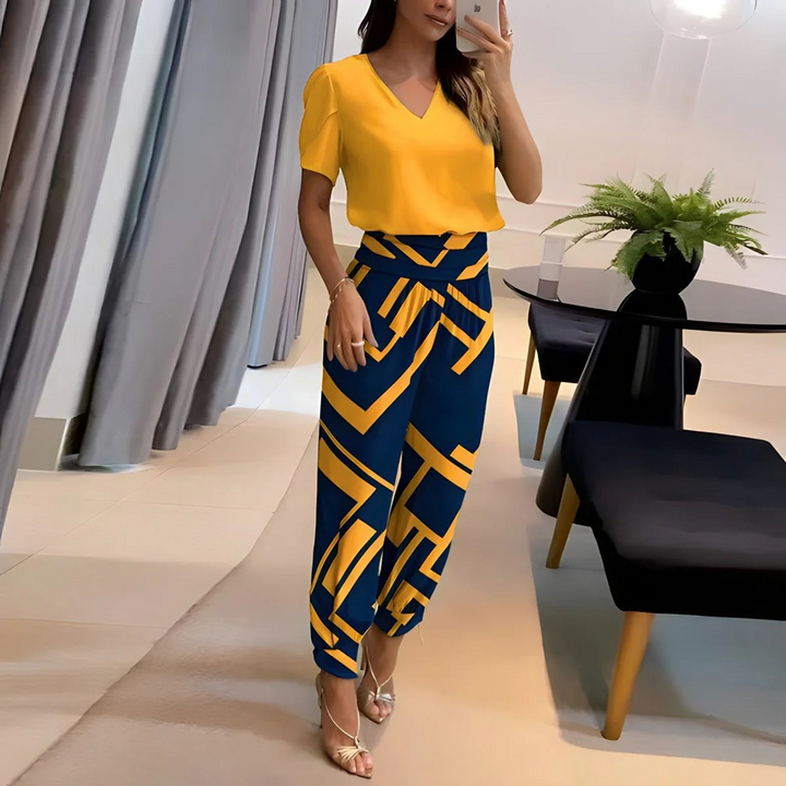 Olivia Jumpsuit | Eleganter V-Ausschnitt Overall mit Elastischer Taille