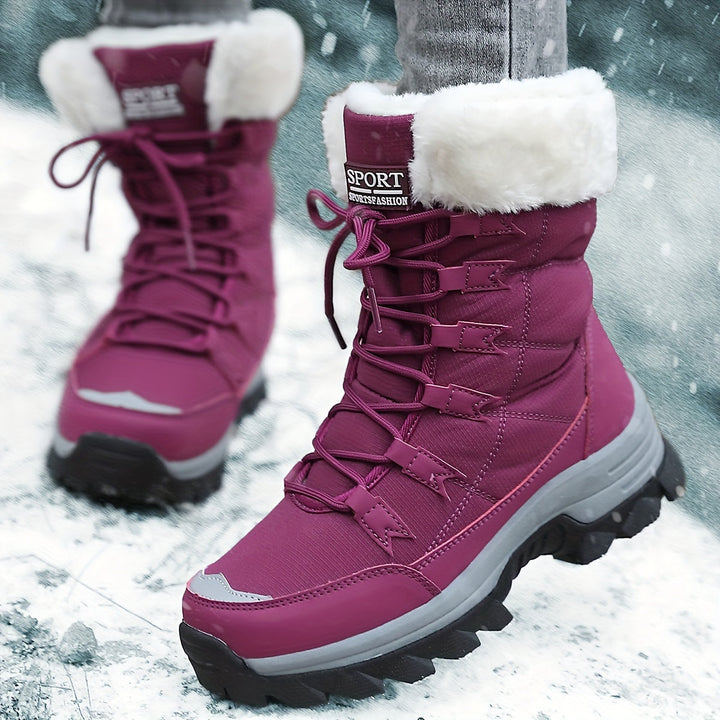Gefütterte Schneestiefel für Damen - Wasserabweisende & Rutschfeste Winterboots mit Schnürung für den Winter