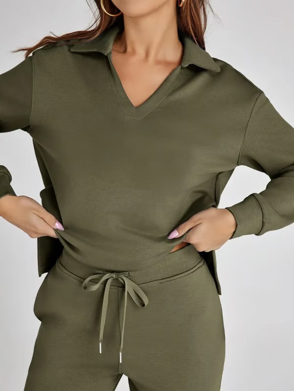 Loscini Loungeweat Set | Zweiteiler-set mit Sweatshirt mit Jogger Für Damen