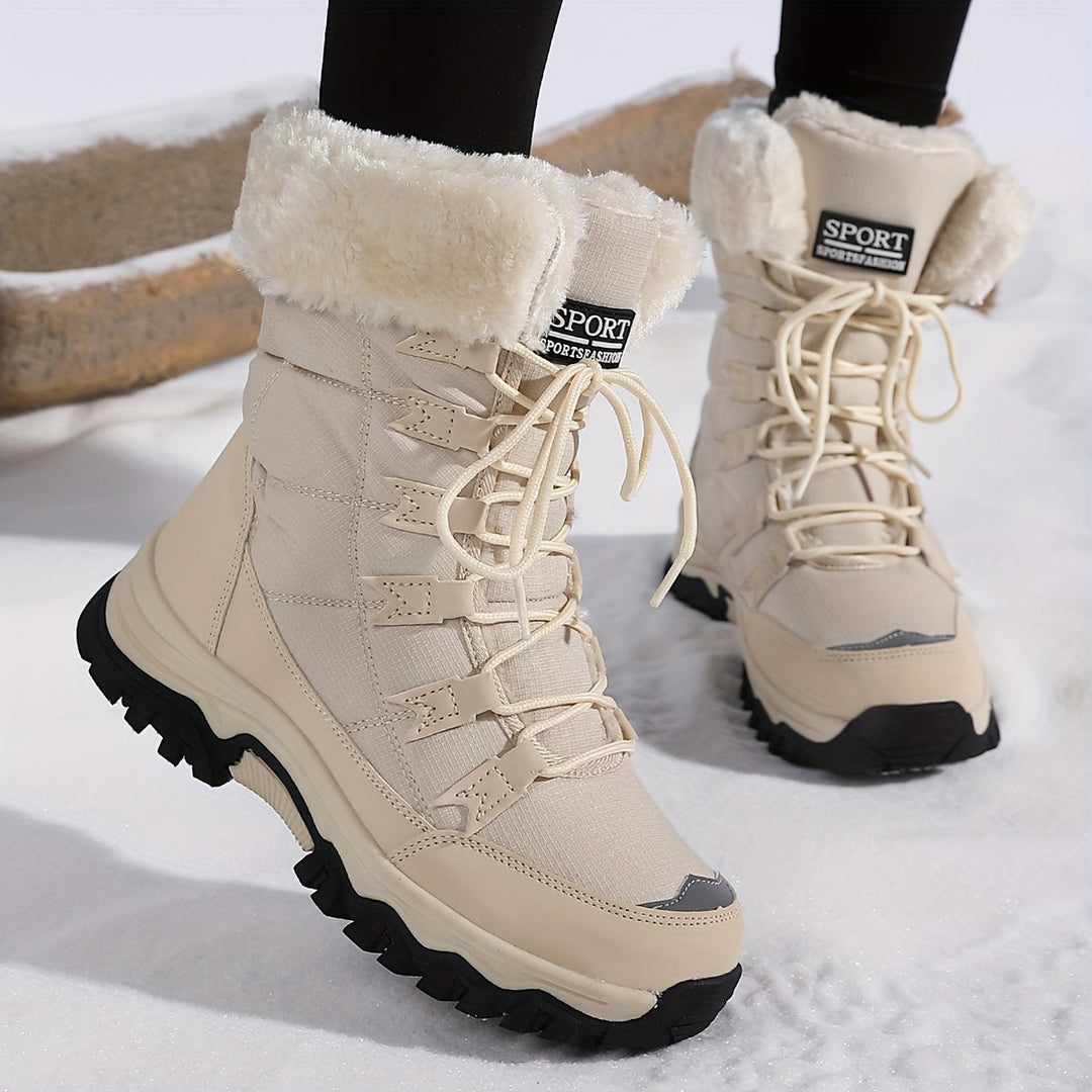 Gefütterte Schneestiefel für Damen - Wasserabweisende & Rutschfeste Winterboots mit Schnürung für den Winter
