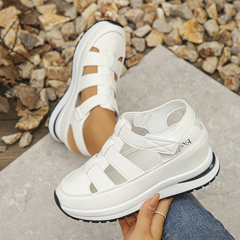 Sandaletten für Damen - Bequeme Platform Sandalen mit Klettverschluss
