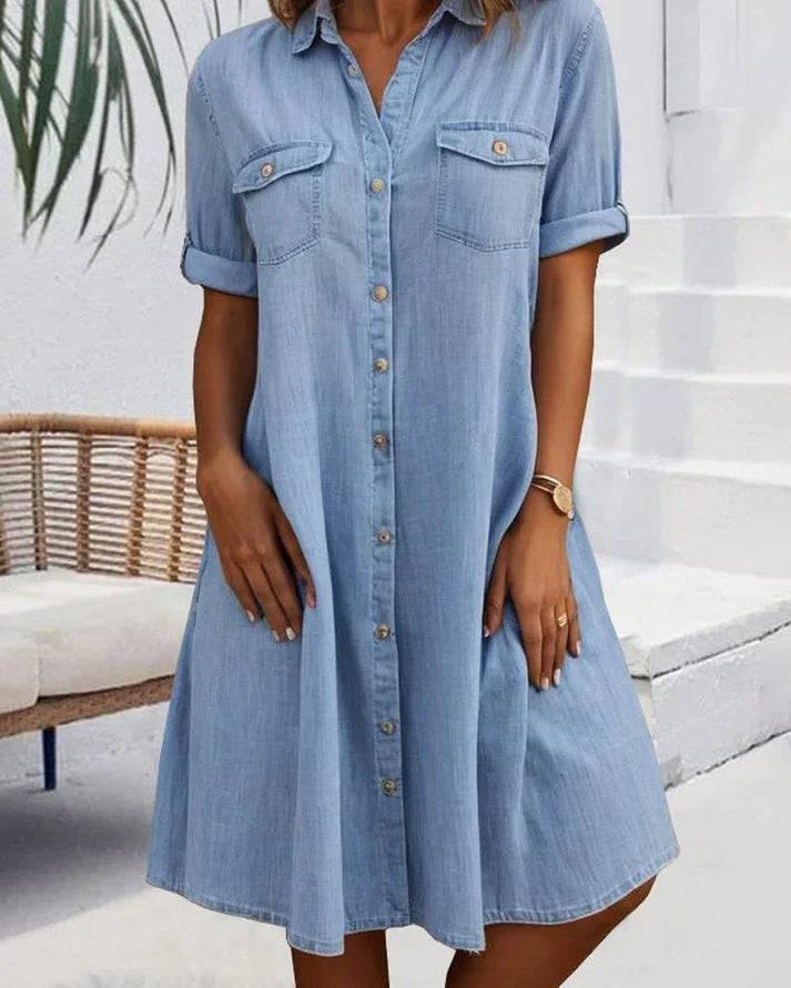 Jeanskleid für Damen - Luftiges Hemdblusenkleid für den Sommer