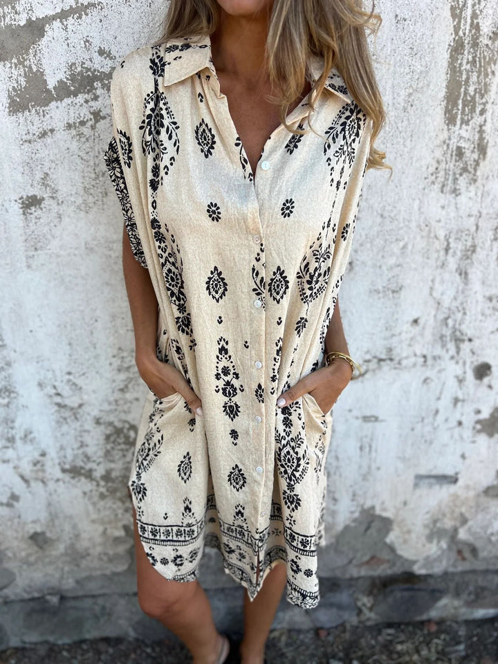 Hemdblusenkleid für Damen - Bedrucktes Maxikleid für Sommer