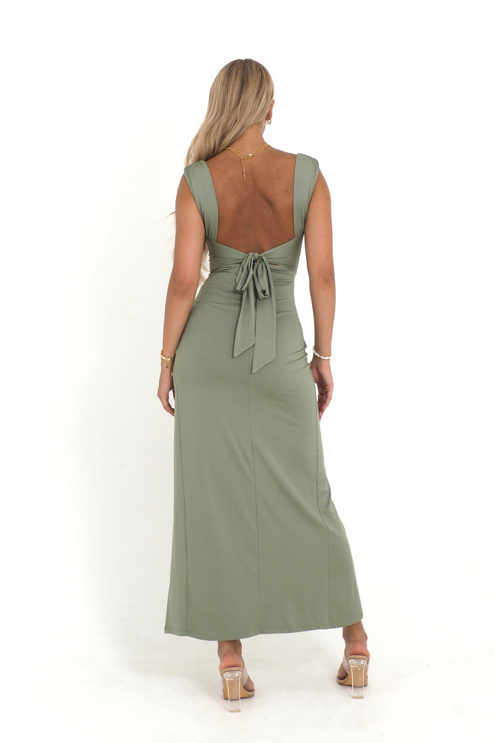 Lucia Maxikleid | Elegantes Hochzeitsgast Kleid mit Beinschlitz
