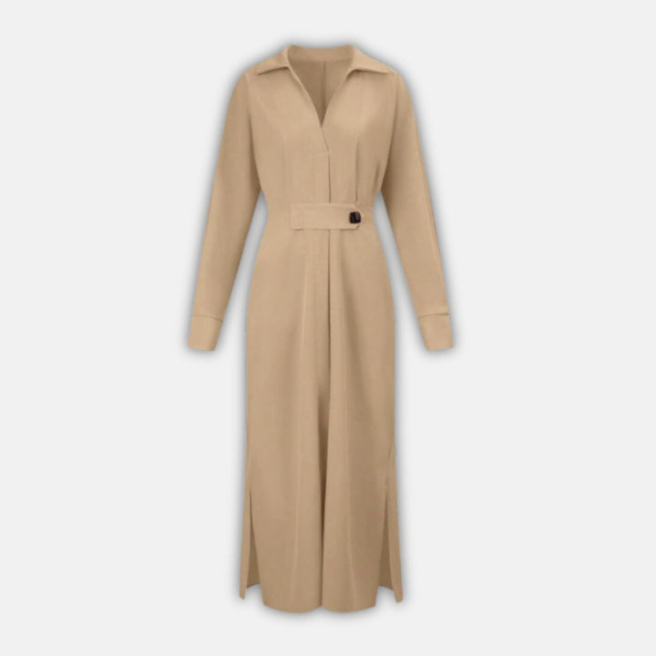 Hemdblusenkleid für Damen - Elegante Maxikleid mit Gürtel für Sommer