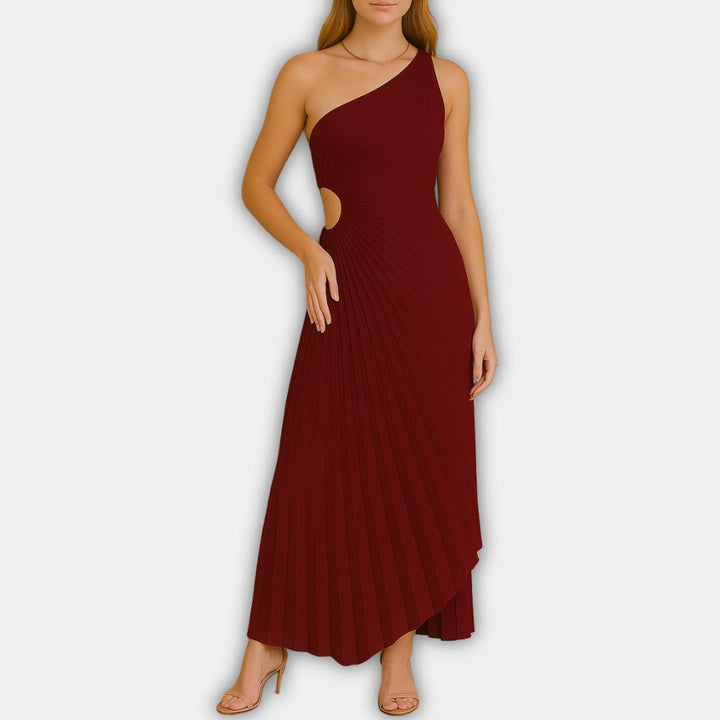 Loscano Plissee Kleid | Elegantes One-Shoulder Abendkleid für Hochzeitsgäste