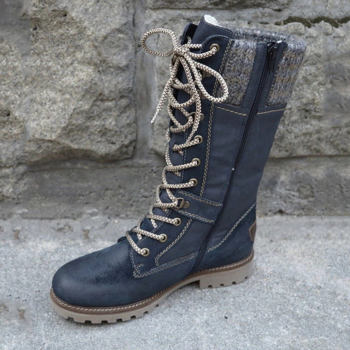 Gefütterte Damen Winterstiefel - Klassische Schnürboots mit Warmfutter & rutschfester Sohle - Winterfest
