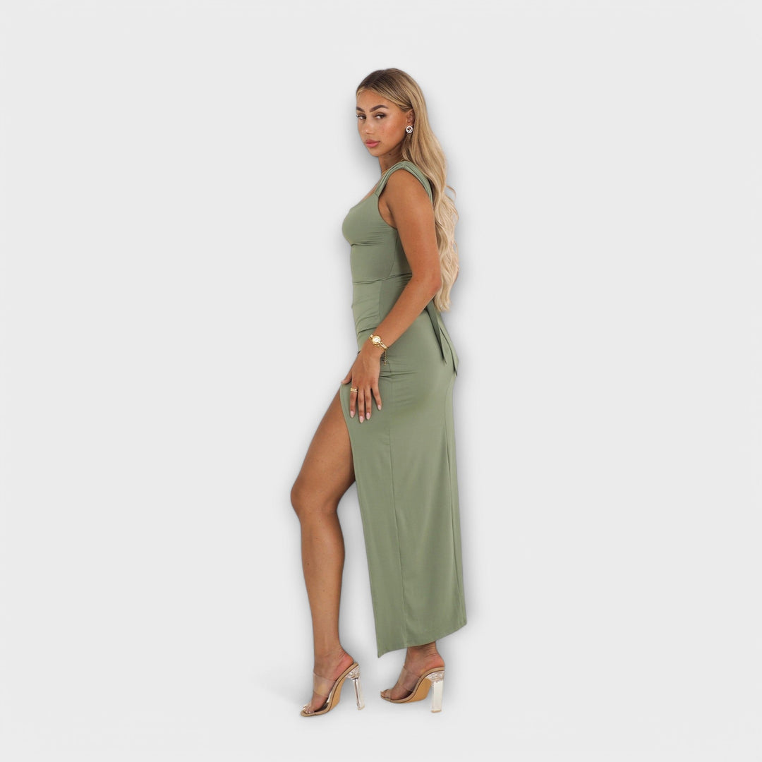 Abendkleid für Damen - Figurbetontes Trägerkleid mit Schlitz