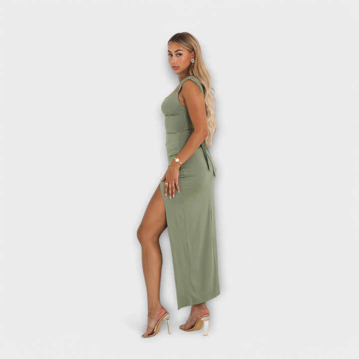 Abendkleid für Damen - Figurbetontes Trägerkleid mit Schlitz
