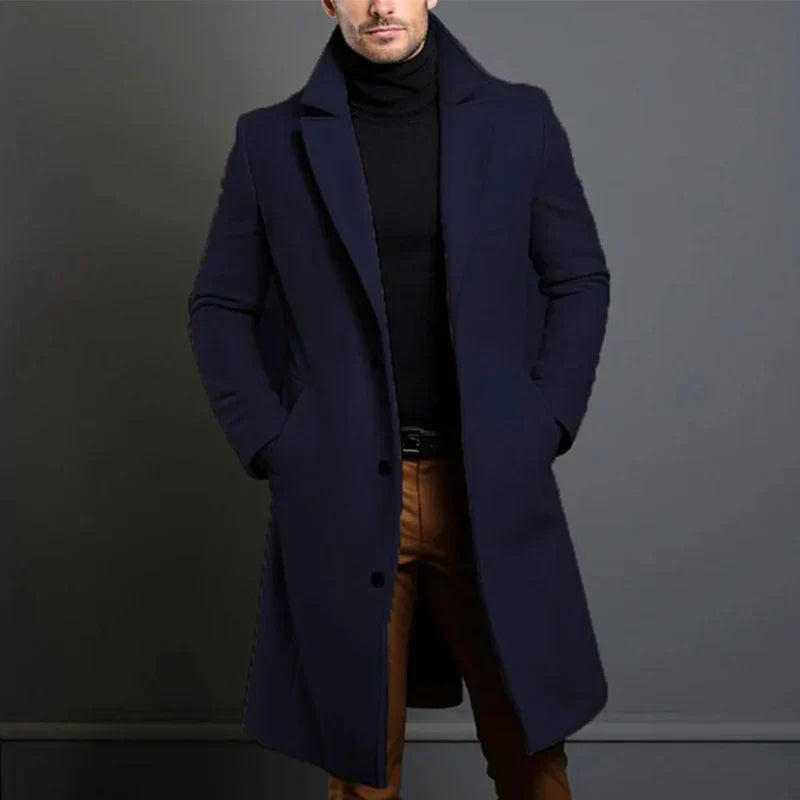 Wollmantel für Herren - Hochwertiger langer Mantel für Herbst & Winter
