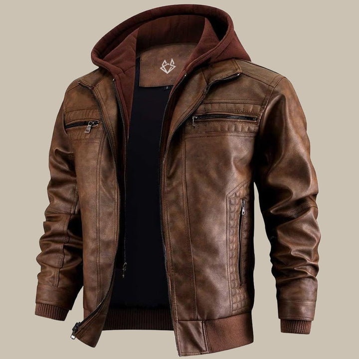 Xite Lederjacke | Premium stylische Lederjacke mit Kapuze für Herren