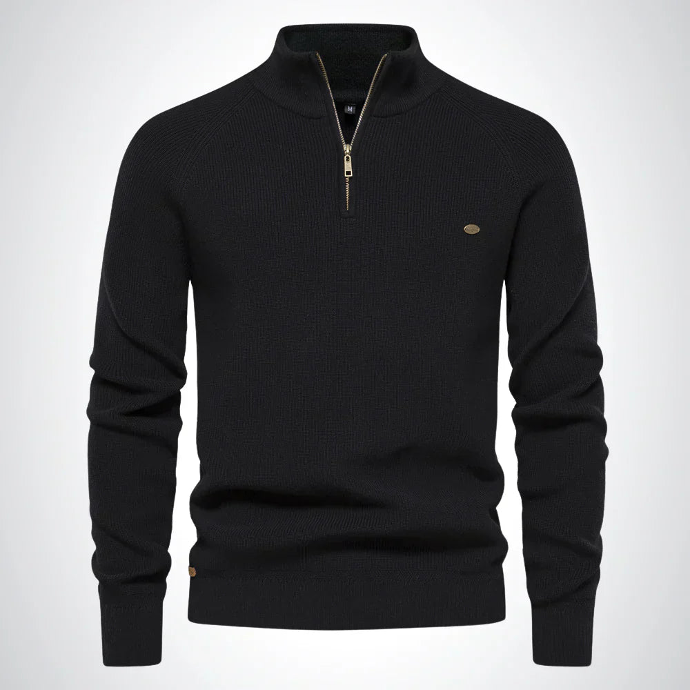 Troyer für den Herbst - Baumwoll-Pullover mit Halb Zip für Herren
