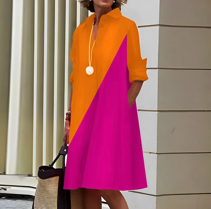 Hemdblusenkleid - Luftiges Blusenkleid mit 3/4-Ärmeln für Sommer