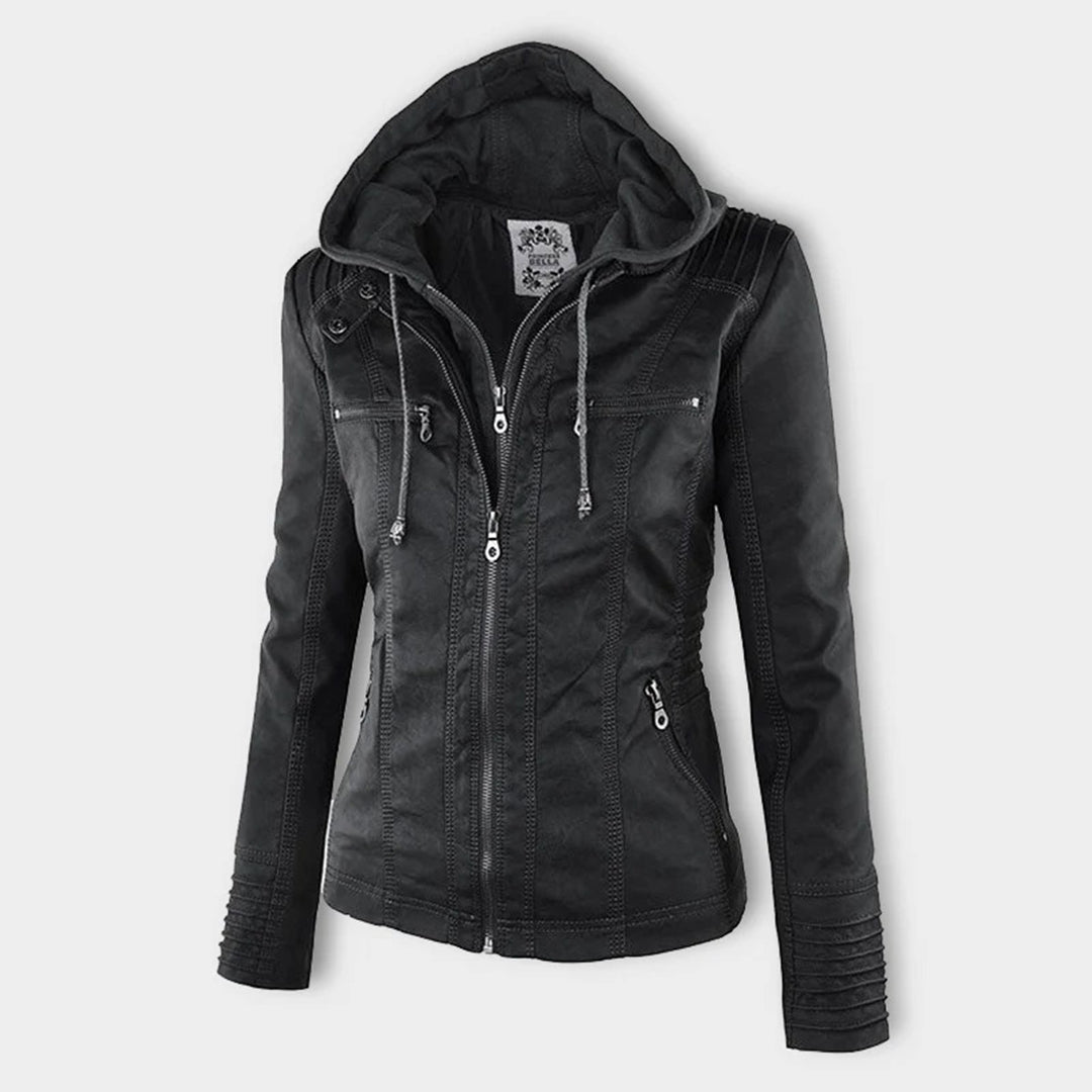 Lederjacke für Damen - Wetterfester jacke mit Kapuze