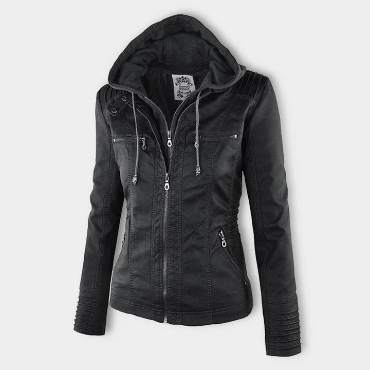 Lederjacke für Damen - Wetterfester jacke mit Kapuze