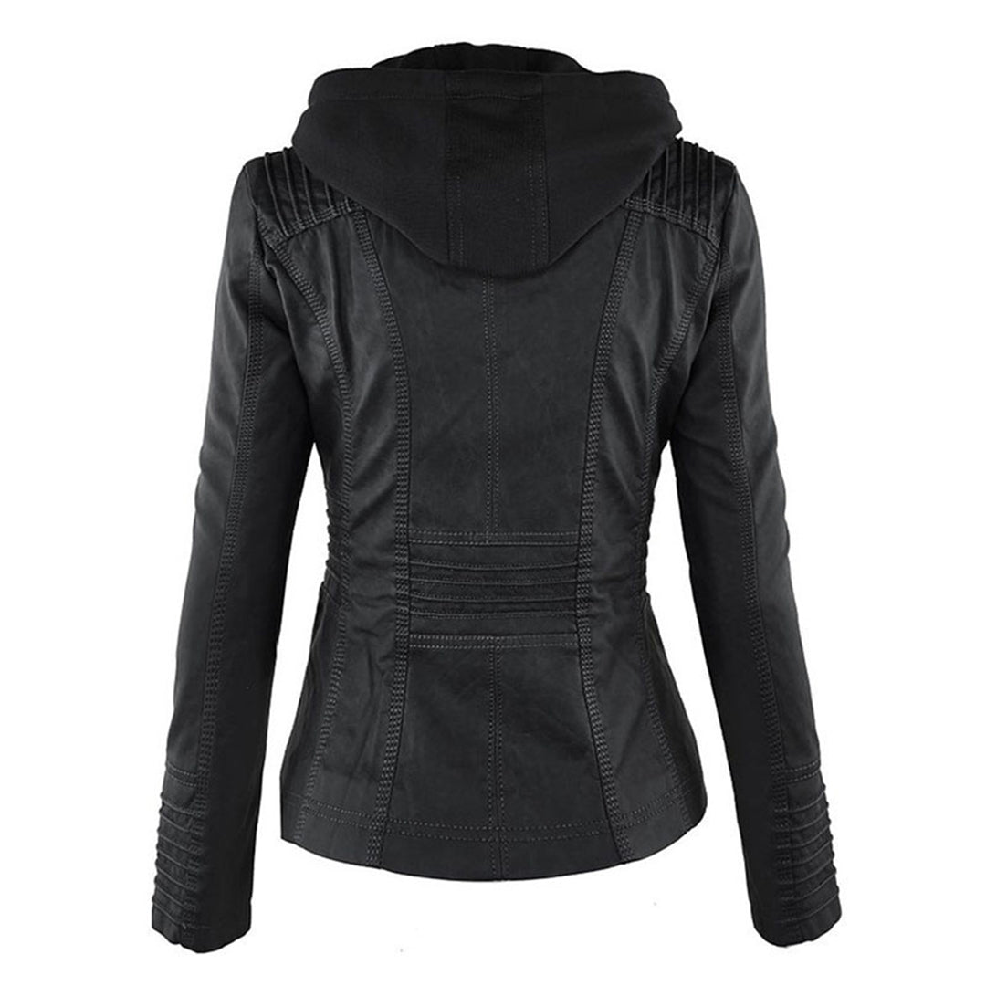 Lederjacke für Damen - Wetterfester jacke mit Kapuze