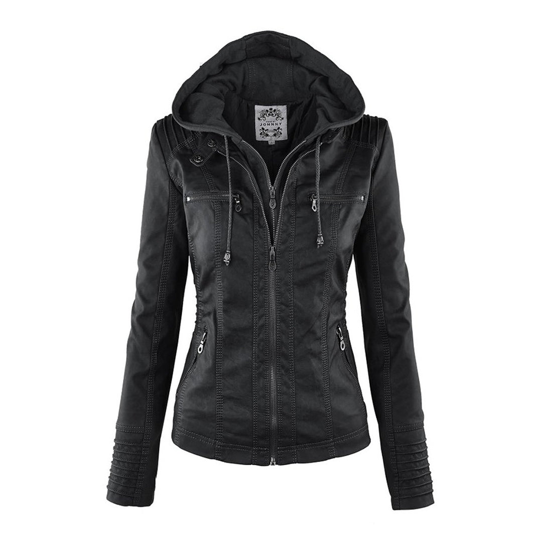 Lederjacke für Damen - Wetterfester jacke mit Kapuze
