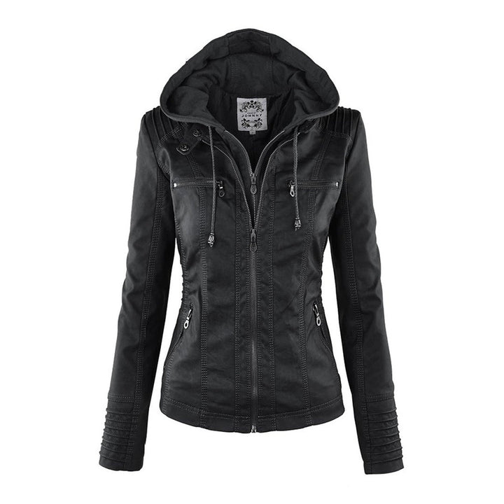 Lederjacke für Damen - Wetterfester jacke mit Kapuze