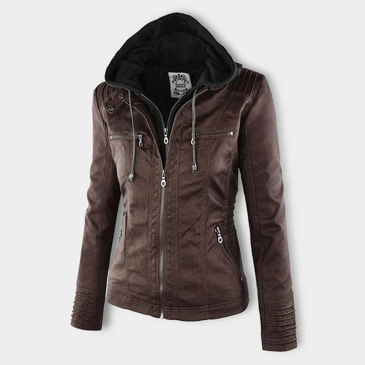Lederjacke für Damen - Wetterfester jacke mit Kapuze