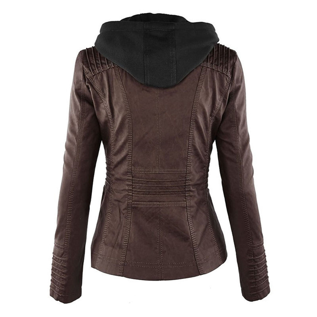 Lederjacke für Damen - Wetterfester jacke mit Kapuze