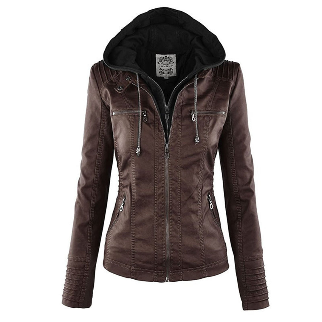 Lederjacke für Damen - Wetterfester jacke mit Kapuze