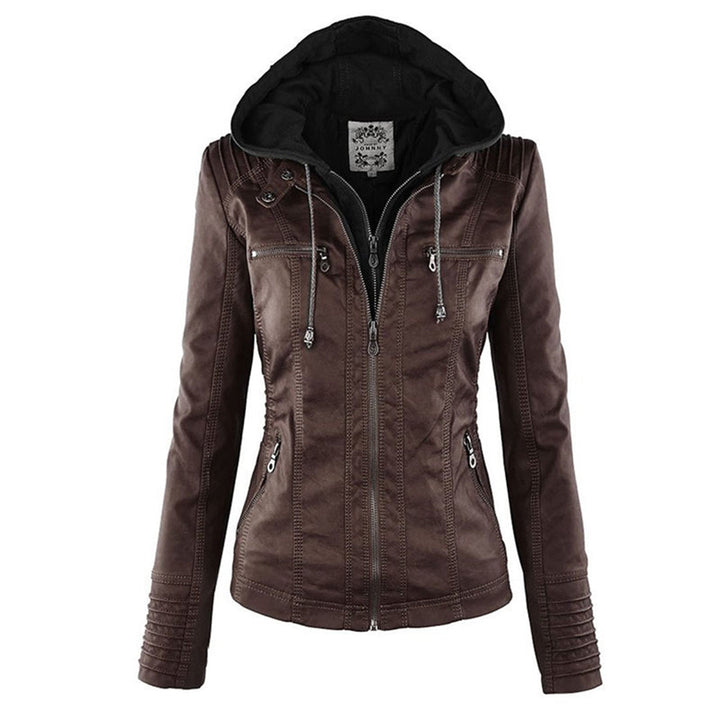 Lederjacke für Damen - Wetterfester jacke mit Kapuze