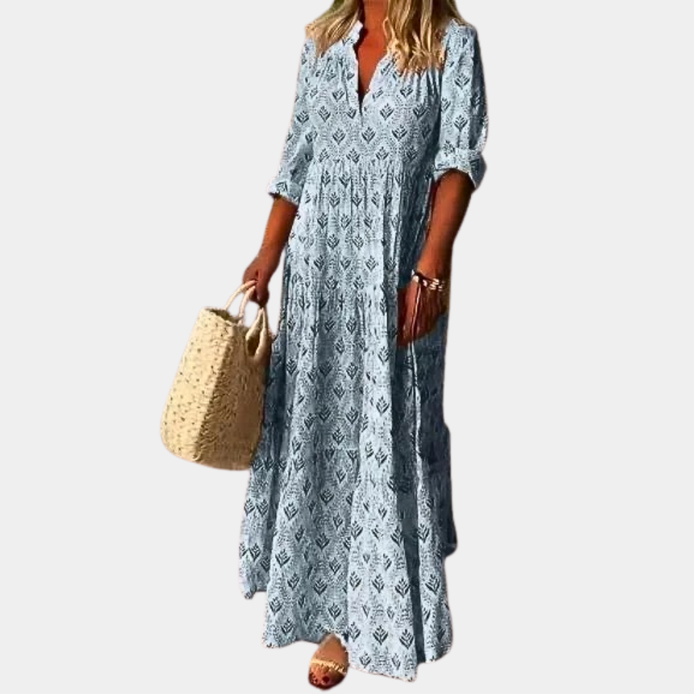 Adele Maxikleid | Luftiges Boho Somerkleid Mit Ellbogenlange Ärmel