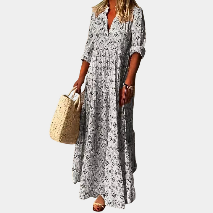 Adele Maxikleid | Luftiges Boho Somerkleid Mit Ellbogenlange Ärmel