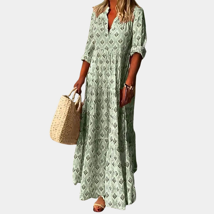 Adele Maxikleid | Luftiges Boho Somerkleid Mit Ellbogenlange Ärmel