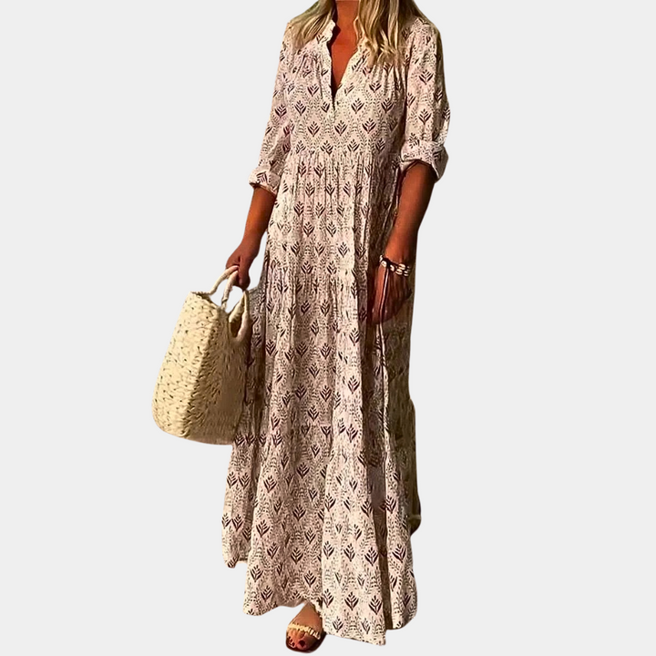 Adele Maxikleid | Luftiges Boho Somerkleid Mit Ellbogenlange Ärmel