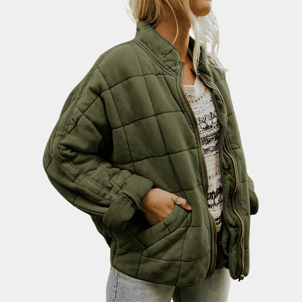 Steppjacke für Herbst & Winter - Gefütterte Bomberjacke mit Reißverschluss und Taschen für Damen
