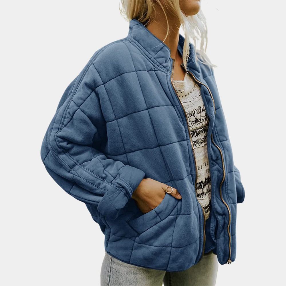 Steppjacke für Herbst & Winter - Gefütterte Bomberjacke mit Reißverschluss und Taschen für Damen