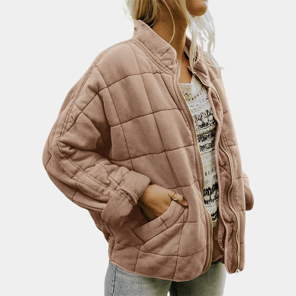 Steppjacke für Herbst & Winter - Gefütterte Bomberjacke mit Reißverschluss und Taschen für Damen
