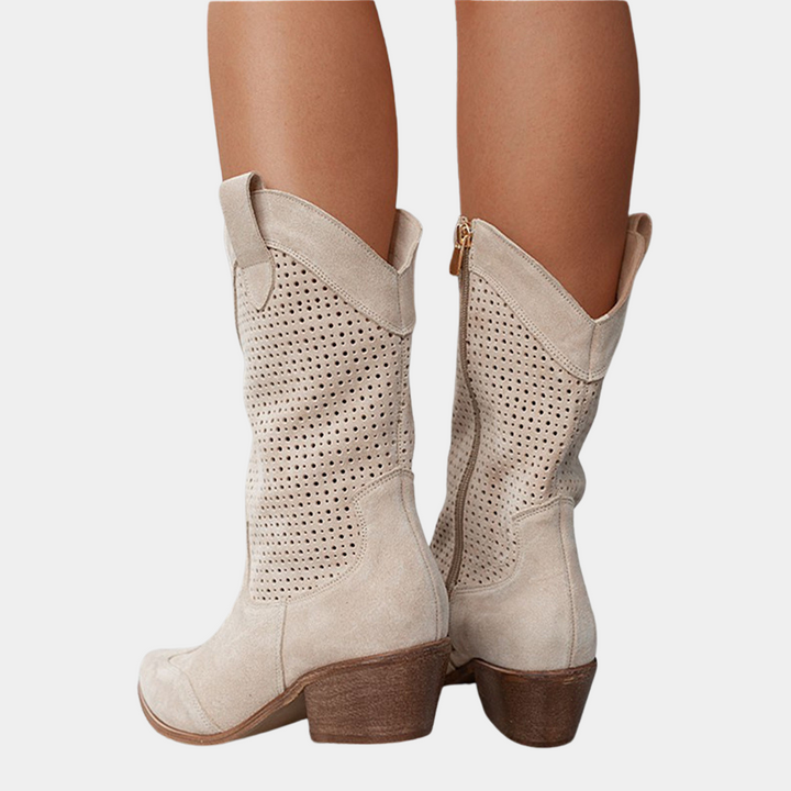 Cowboy Stiefel für Damen - Trendige Western-Boots mit Lochstickerei