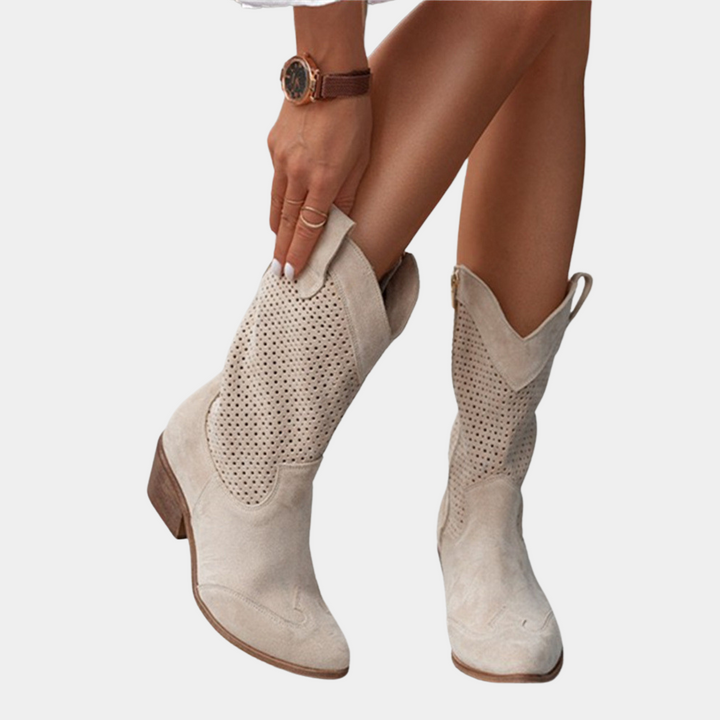 Cowboy Stiefel für Damen - Trendige Western-Boots mit Lochstickerei