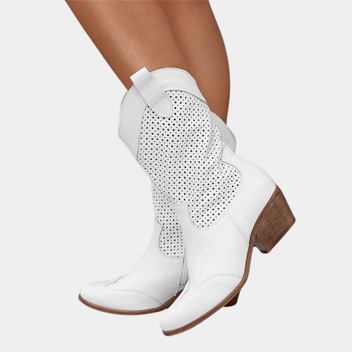 Cowboy Stiefel für Damen - Trendige Western-Boots mit Lochstickerei