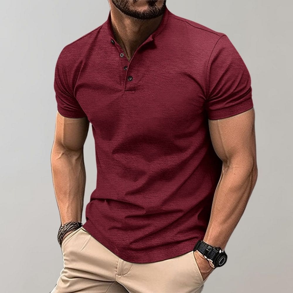 Gents T-shirt | Herren Freizeit-T-Shirt mit V-Ausschnitt und Knopfverschluss