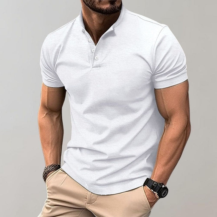 Gents T-shirt | Herren Freizeit-T-Shirt mit V-Ausschnitt und Knopfverschluss