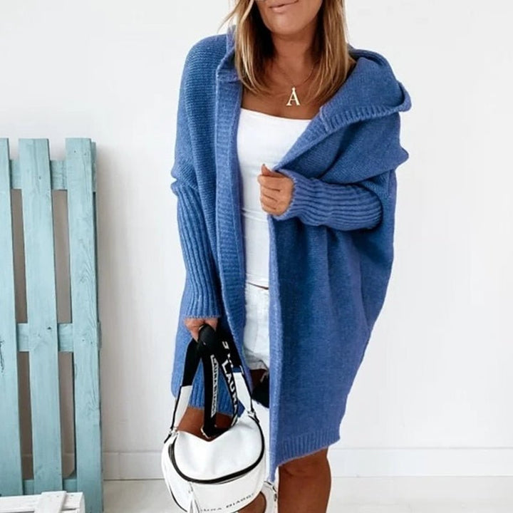 Strickjacke mit Kapuze für Damen – Langer Oversize Cardigan aus Grobstrick für den Winter