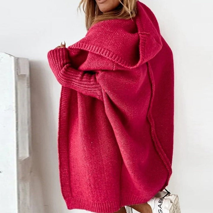 Strickjacke mit Kapuze für Damen – Langer Oversize Cardigan aus Grobstrick für den Winter