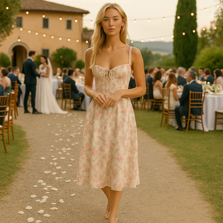 Sommerkleid - Elegantes Maxi Brautjungfernkleid mit Corsage